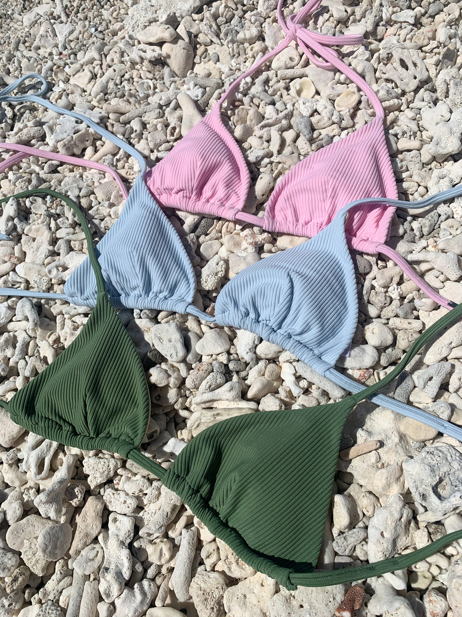 Ocean Zen Sustainable Swimwear  Pink Ribbed Bralette Bikini Top